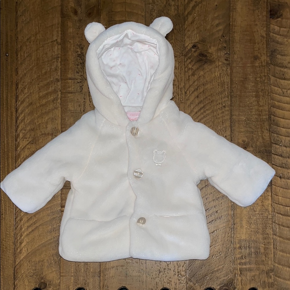 Mayoral Super Soft White Baby Hooded Jacket- like new